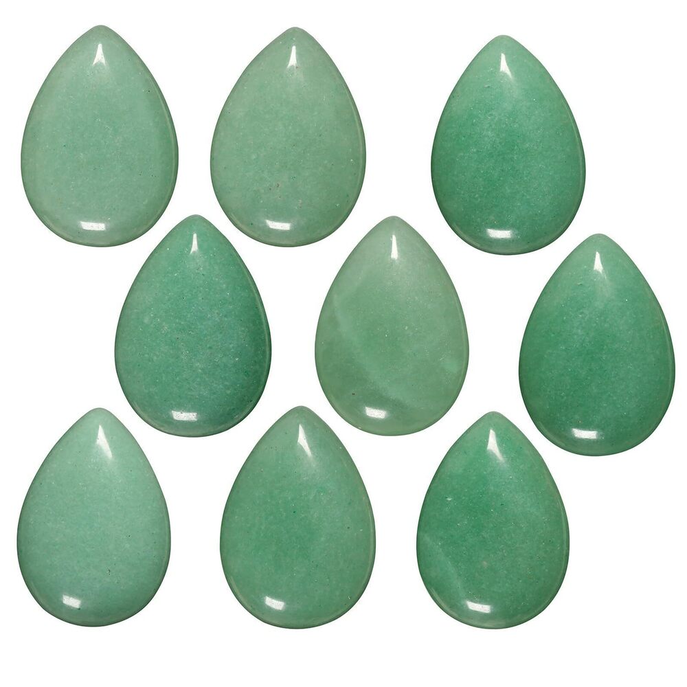 5492 10 PCS Green Aventurine Teardrop Cabochons Flatback Stone Healing